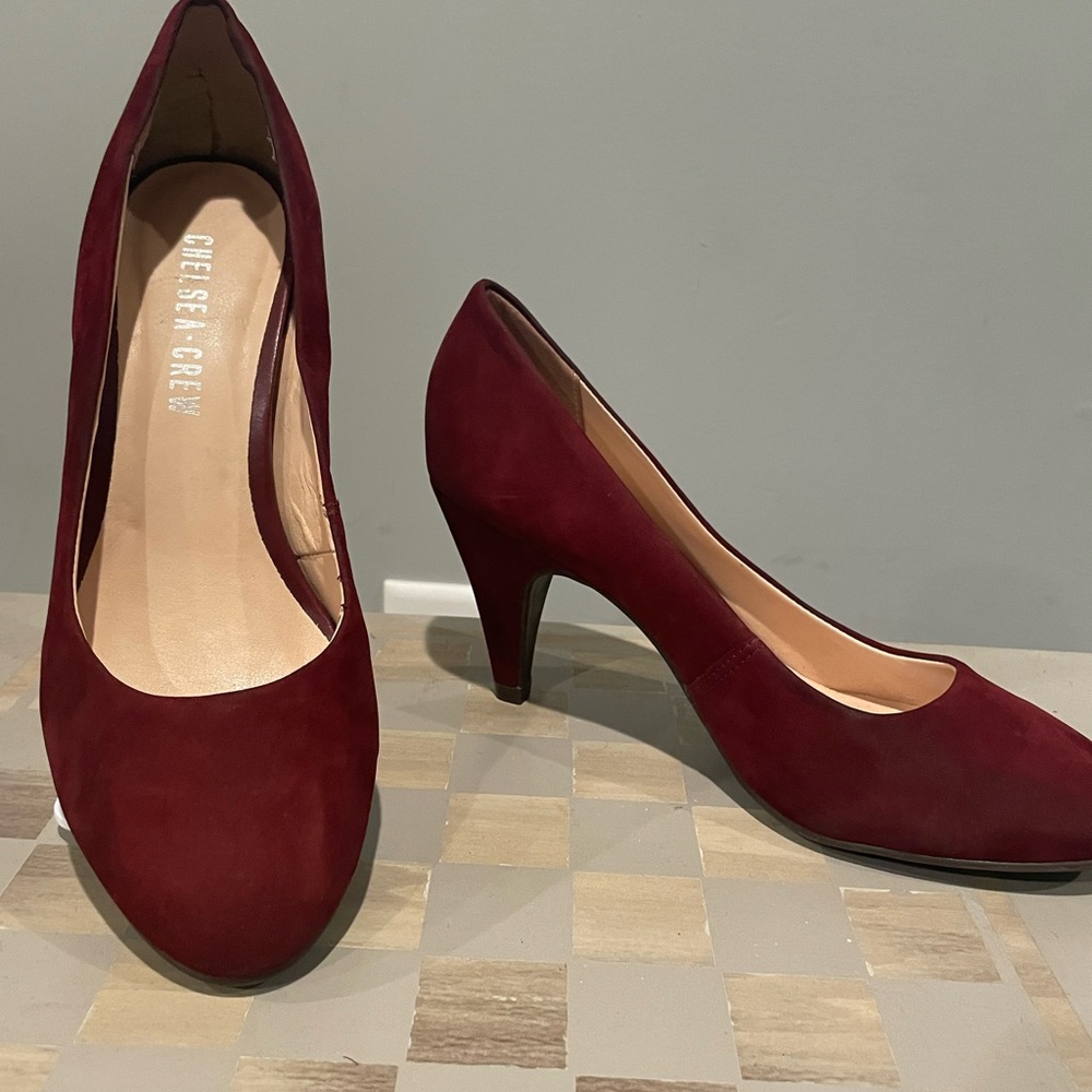 Burgundy suede heels